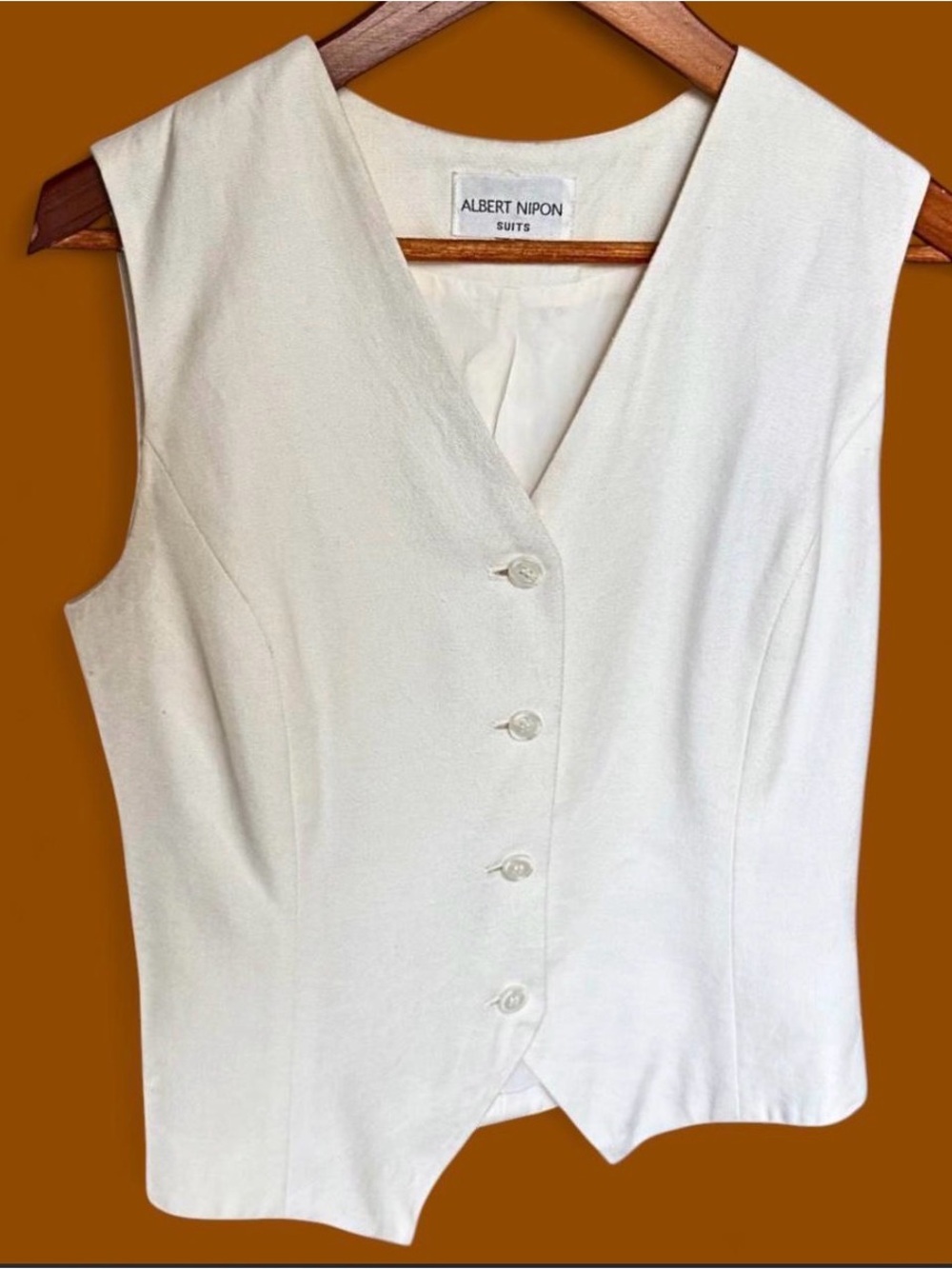 Albert Nipon Cream Button-Front Women's Summer Vest // size 4